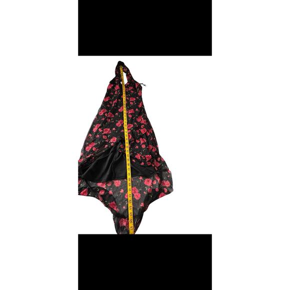 VTG Y2K Rampage Dark Floral Mesh Halter Babydoll Whimsygoth Fairy Slip Dress S - Picture 6 of 13